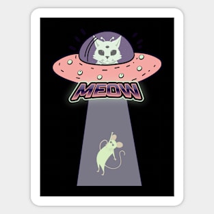 Alien cat in UFO, funny cat lover gift Sticker